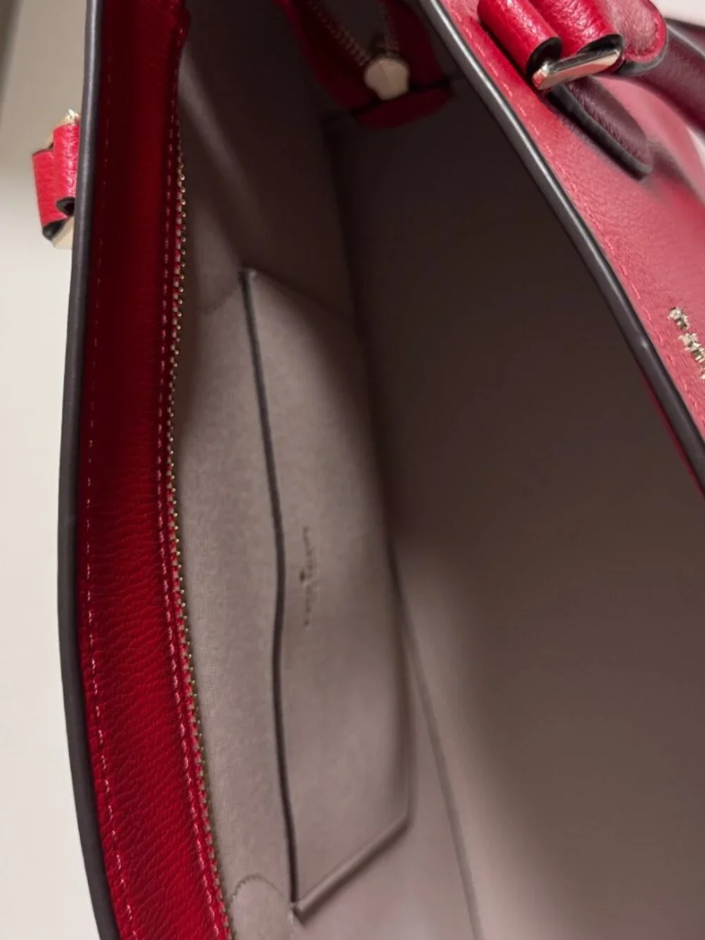 Kate Spade Red Pebbled Leather Satchel Handbag with Detachable Crossbody Strap